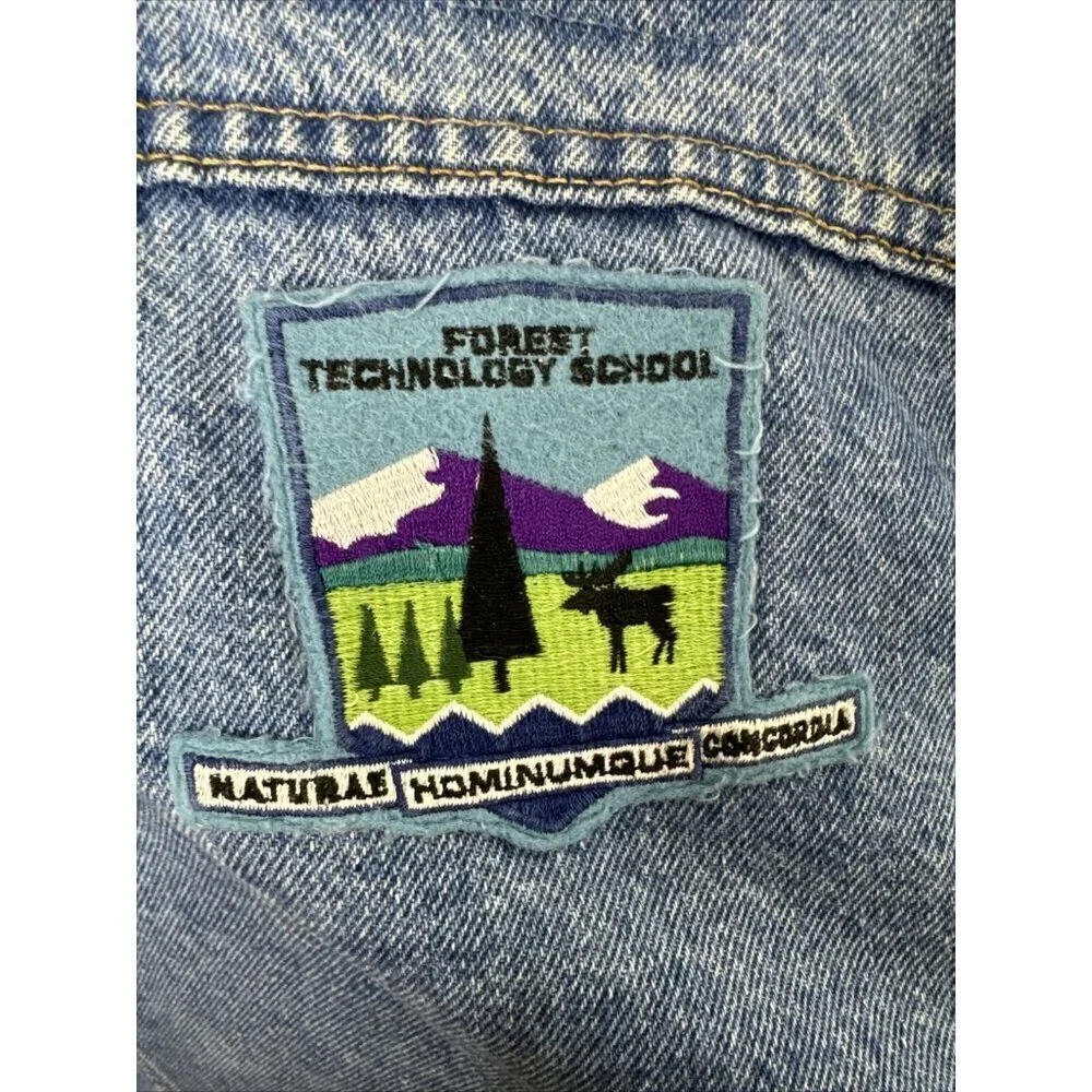 Vintage 80s Levi Men 44 Orange‎ Tab Denim Jacket Forestry Patch 75505-0212